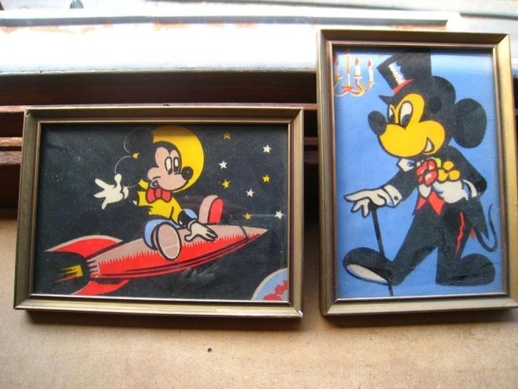DISNEY MICKEY FRAME OUDE VILTENKAART vintage, Verzamelen, Disney, Zo goed als nieuw, Papier, Kaart of Schrift, Mickey Mouse, Ophalen of Verzenden