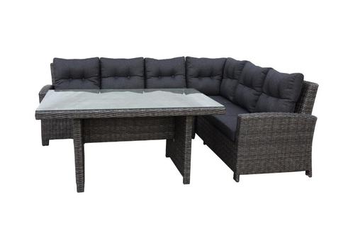 Santa Lucia loungehoek dark grey, Tuin en Terras, Tuinsets en Loungesets, Nieuw, Loungeset, Wicker, 6 zitplaatsen, Bank, Eettafel