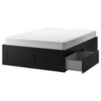 Ikea Brimnes zwart met lades, incl. lattenbodem, Huis en Inrichting, Slaapkamer | Bedden, Ophalen, Gebruikt, Zwart, Tweepersoons