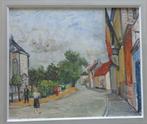 JOZEF VINCK / DORPSSTRAAT / OLIEVERF PANEEL / 38x44cm KADER, Ophalen of Verzenden