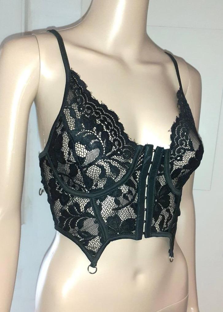 corset zwart kant XS Shein Icon, Kleding | Dames, Ondergoed en Lingerie, Body of Korset, Zwart, Verzenden