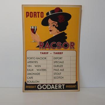 Prachtige Porto Racsor Godaert prijslijst, Ophalen of Verzenden, Zo goed als nieuw, Reclamebord