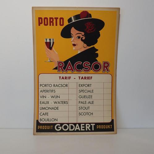 Prachtige Porto Racsor Godaert prijslijst, Verzamelen, Merken en Reclamevoorwerpen, Zo goed als nieuw, Reclamebord, Ophalen of Verzenden