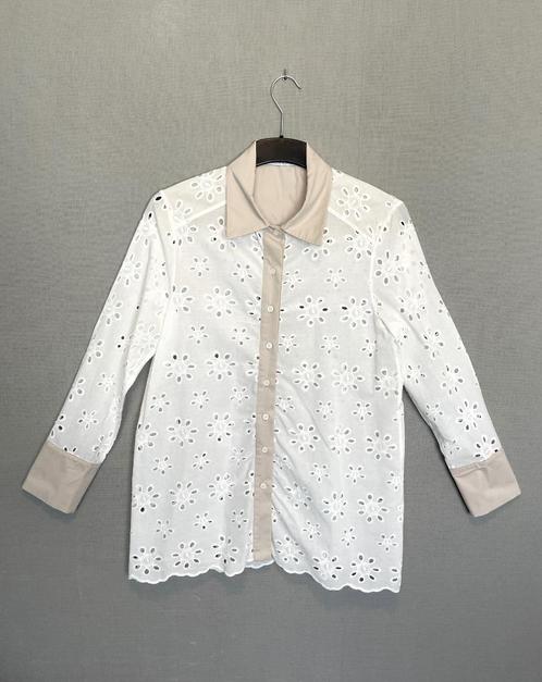 Wit-beige blouse met bloemen van Le Sarte del Sole (L), Kleding | Dames, Blouses en Tunieken, Zo goed als nieuw, Maat 42/44 (L)