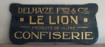 zeldzame antieke reclame Delhaize de Leeuw in glas !!
