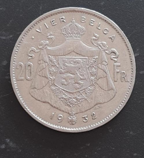 België 20 francs 1932 VIER BELGA, Postzegels en Munten, Munten | België, Losse munt, Overig, Verzenden