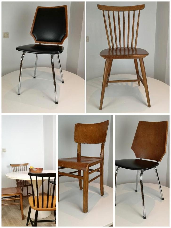 Mid-century vintage stoelen, Antiek en Kunst, Antiek | Meubels | Stoelen en Sofa's, Ophalen