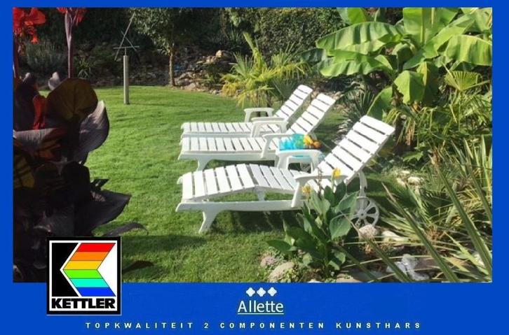 Kettler ligbedden verg Rovergarden, Triconfort Allibert, Tuin en Terras, Ligbedden, Zo goed als nieuw, Kunststof, Inklapbaar, Verstelbaar