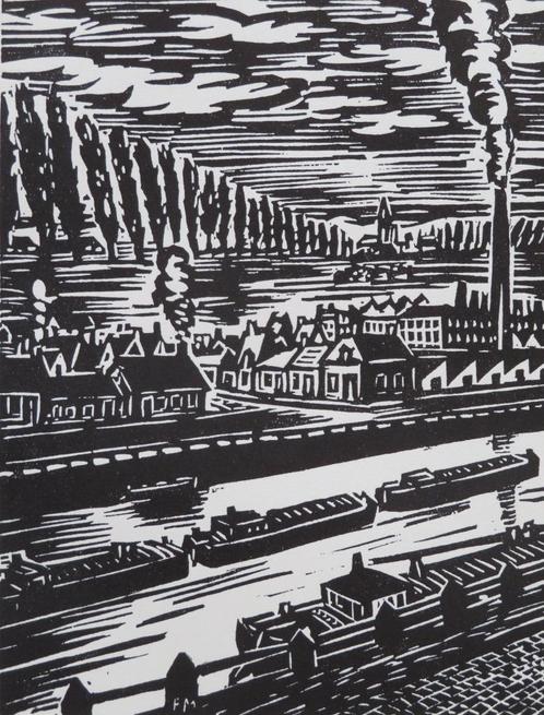Houtsnede van Frans Masereel: MENEN, Verzamelen, Postkaarten | België, Ongelopen, West-Vlaanderen, 1940 tot 1960, Verzenden