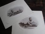 2 oude ovale babyfoto's (35 x27 cm), Antiek en Kunst, Kunst | Tekeningen en Fotografie, Ophalen of Verzenden