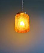 Art Deco hanglamp in amberkleurig gebarsten glas, 1920-30, Antiek en Kunst, Ophalen of Verzenden