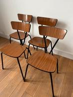 4 vintage houten eetkamerstoelen, Huis en Inrichting, Stoelen, Ophalen, Gebruikt, Bruin, Vintage