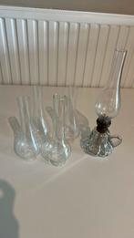Olielamp met 4 reserve glazen, Antiek en Kunst, Antiek | Glaswerk en Kristal, Ophalen of Verzenden