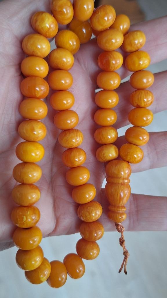 Antieke Faturan rozenkrans" Egg Yolk ", Handtassen en Accessoires, Antieke sieraden, Ketting, Overige materialen, Ophalen of Verzenden