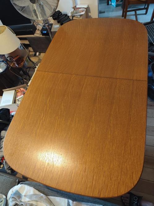 Houten tafel met verlengstuk en 4 stoelen, Huis en Inrichting, Tafels | Eettafels, Zo goed als nieuw, 50 tot 100 cm, 150 tot 200 cm