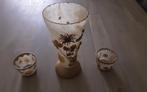 Vaas en 2 theelichthoudertjes, Huis en Inrichting, Minder dan 50 cm, Nieuw, Glas, Ophalen of Verzenden