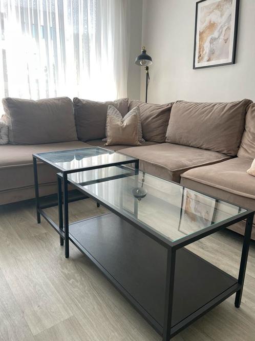 Lot de 2 tables basses IKEA VITTSJÖ (verre & métal noir), Huis en Inrichting, Tafels | Salontafels, Gebruikt, Rechthoekig, Glas