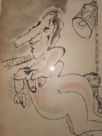 Lucebert Signé et daté 1970 Dessin Afmeti, Enlèvement