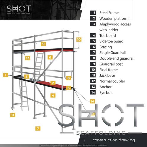 Steigers scaffolding complete set 1092m2 wooden platforms 3., Bricolage & Construction, Échafaudages, Neuf, Échafaudage de façade