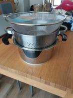 Inox kookpot + inox vergiet + zeef, Huis en Inrichting, Keuken | Potten en Pannen, Ophalen, Zo goed als nieuw, Inox