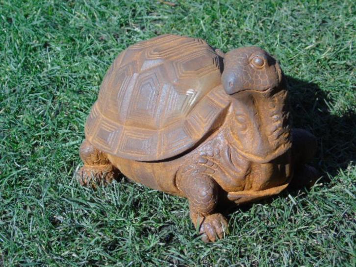 een roestige gepatineerde gietijzeren schildpad..., Tuin en Terras, Tuinbeelden, Nieuw, Dierenbeeld, Metaal, Ophalen