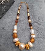 Vintage exotische parelketting met grote parels en Amber, Ophalen of Verzenden