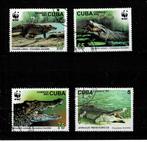 AMÉRIQUE CARAÏBES CUBA CROCODILES WWF 4 TIMBRES OBLITERES, Timbres & Monnaies, Timbres | Amérique, Affranchi, Envoi, Amérique du Nord