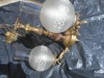 lustre en bronze années +- 1950 (têtes anges), Maison & Meubles, Lampes | Lustres, Utilisé, Enlèvement ou Envoi, Métal