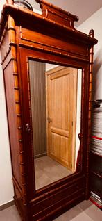 Antieke Faux Bamboo  spiegelkast - linnenkast, Antiek en Kunst, Ophalen