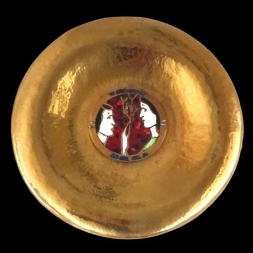 Kunstwerk Art Nouveau. Adam en Eva. Diameter: 30 cm, Antiek en Kunst, Antiek | Brons en Koper, Koper, Ophalen of Verzenden