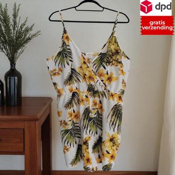 Playsuit bloemen print geel groen XL beschikbaar voor biedingen
