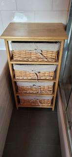 Houten Kastje met 4 rieten manden, Huis en Inrichting, Ophalen, Gebruikt