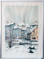 Litho Jean Pierre Laurent: ‘Honfleur sous la neige’, Ophalen
