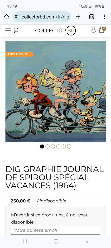 Dagboek voor digigrafie van Spirou Spécial Spirou. HENNEBELL, Verzamelen, Stripfiguren, Ophalen of Verzenden