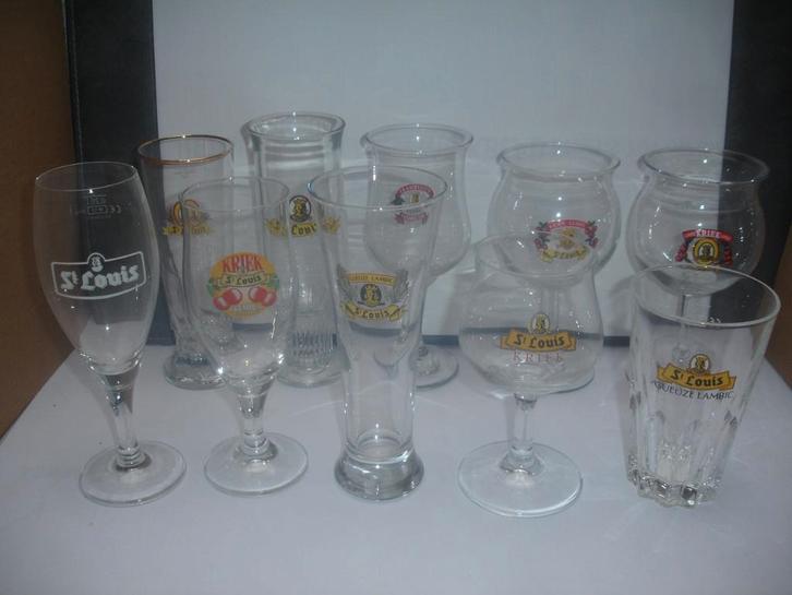Bierglazen Gueuze Lambic, Kriek, Framboise, St. Louis, Verzamelen, Biermerken, Zo goed als nieuw, Glas of Glazen, Overige merken