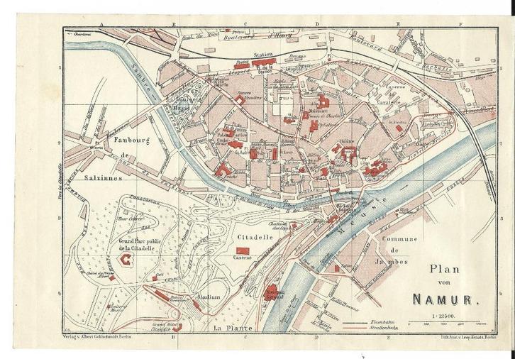 1914 - Namur, Antiek en Kunst, Kunst | Etsen en Gravures, Verzenden