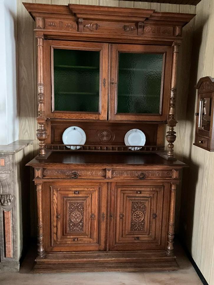 Kast met groen loodglas, Antiek en Kunst, Antiek | Meubels | Kasten, Ophalen