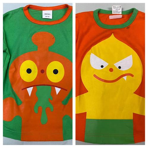 T-shirt monster met lange mouwen maat 98 - 104 oranje groen, Kinderen en Baby's, Kinderkleding | Maat 98, Gebruikt, Jongen of Meisje