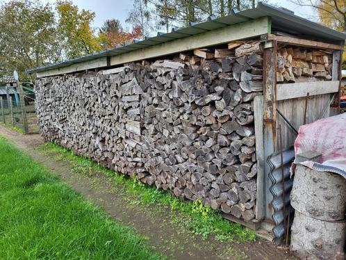 5 jaar natuurlijk gedroogd den en sparrenhout @ 80€/m3, Tuin en Terras, Brandhout, Blokken, Overige houtsoorten, 6 m³ of meer