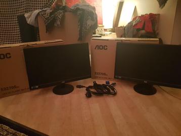 Set van 2 schermen / AOC-monitoren, Informatique & Logiciels, Moniteurs, Aoc, Full HD, Comme neuf, Enlèvement