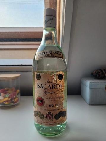 Bacardi rum carta blanca 125cl oude fles uit Malaga rumfles beschikbaar voor biedingen