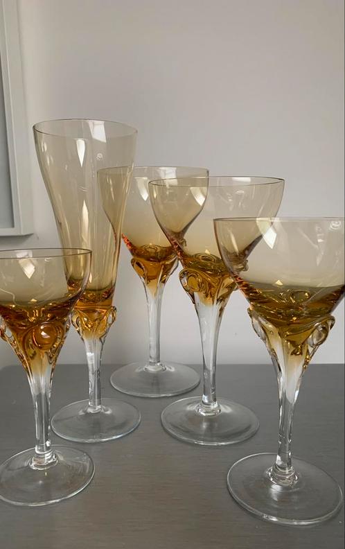 BOHEMIA vintage glasservies (34) kristalglas kristal, Antiek en Kunst, Antiek | Glaswerk en Kristal, Ophalen of Verzenden
