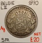 5 FR  1870     LEOPOLD II     BELGIE       € 20, Postzegels en Munten, Munten | België, Zilver, Ophalen of Verzenden, Zilver, Losse munt
