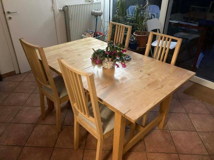 Table à rallonge et 4 chaises, Maison & Meubles, Tables | Tables à manger, Utilisé, 50 à 100 cm, 50 à 100 cm, Cinq personnes ou plus