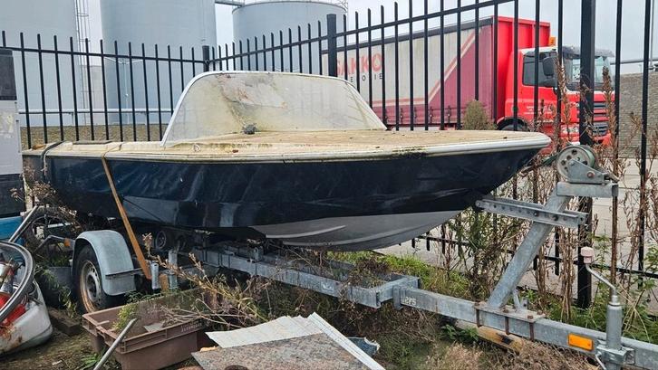 Beekman 450 met trailer en buitenboordmotor 6 pk, Watersport en Boten, Motorboten en Motorjachten, Hout, Buitenboordmotor, Ophalen