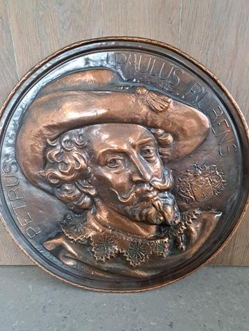 Koperen wandplaat Petrus Paulus Rubens, diameter 52cm