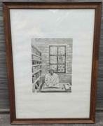 Lithographie le comptable signe Diane voet, Enlèvement ou Envoi