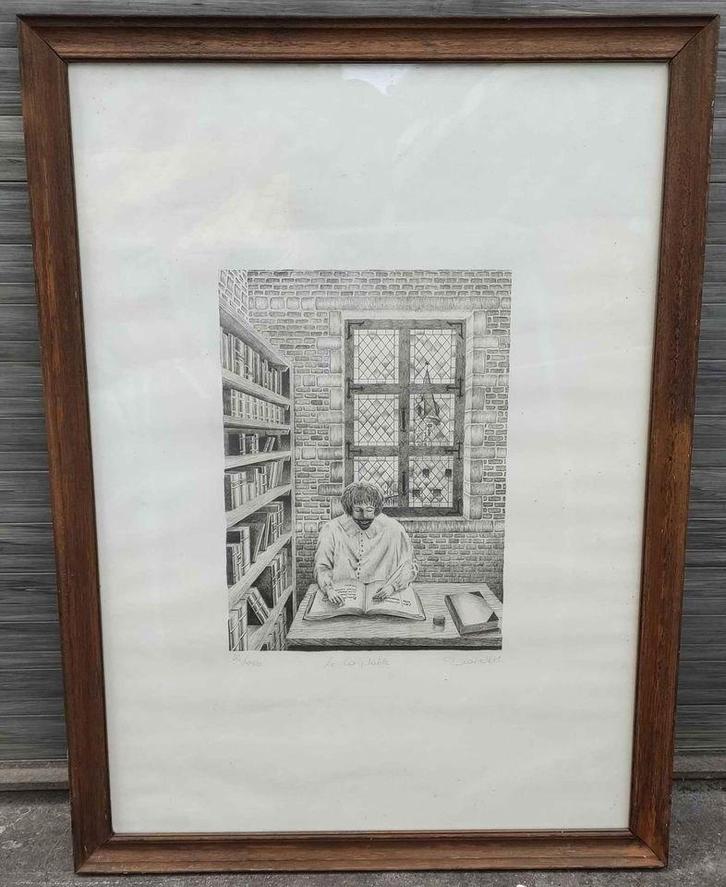 Lithographie le comptable signe Diane voet, Antiek en Kunst, Kunst | Litho's en Zeefdrukken, Ophalen of Verzenden