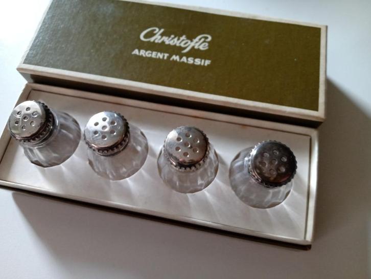 CHRISTOFLE Argent Set van 4 antieke tafelzoutvaatjes, Antiek en Kunst, Antiek | Glaswerk en Kristal, Ophalen of Verzenden