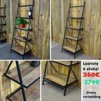 Industrieel ladderrek in massief mangohout & zwart staal, Neuf, 25 à 50 cm, Avec tablette(s), 150 à 200 cm